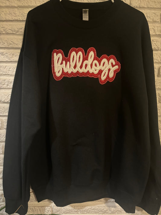 Embroidered Stacked Glitter Bulldog Sweatshirt