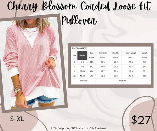 Pre-Order Cherry Blossom Corded Loose Pullover