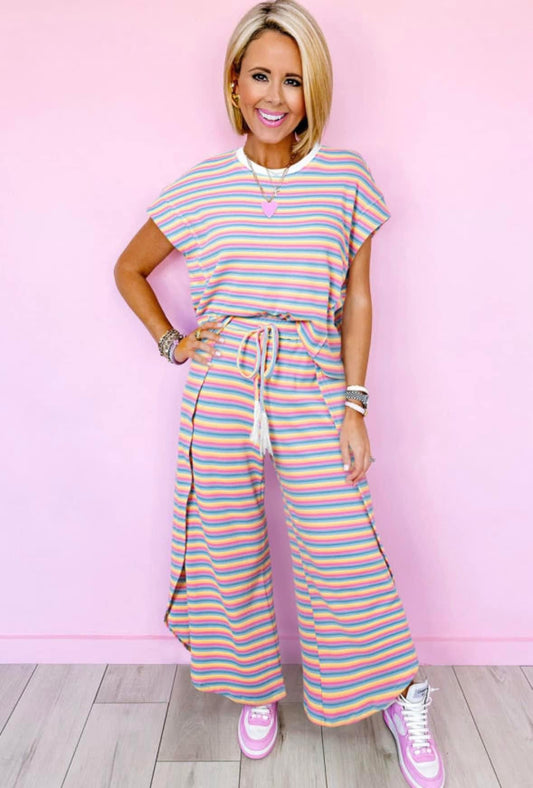 Pre-Order Rainbow Tasseled String Wide Leg Pants Set