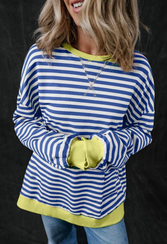 Pre-order Striped Oversized Pullover Sweatshirt