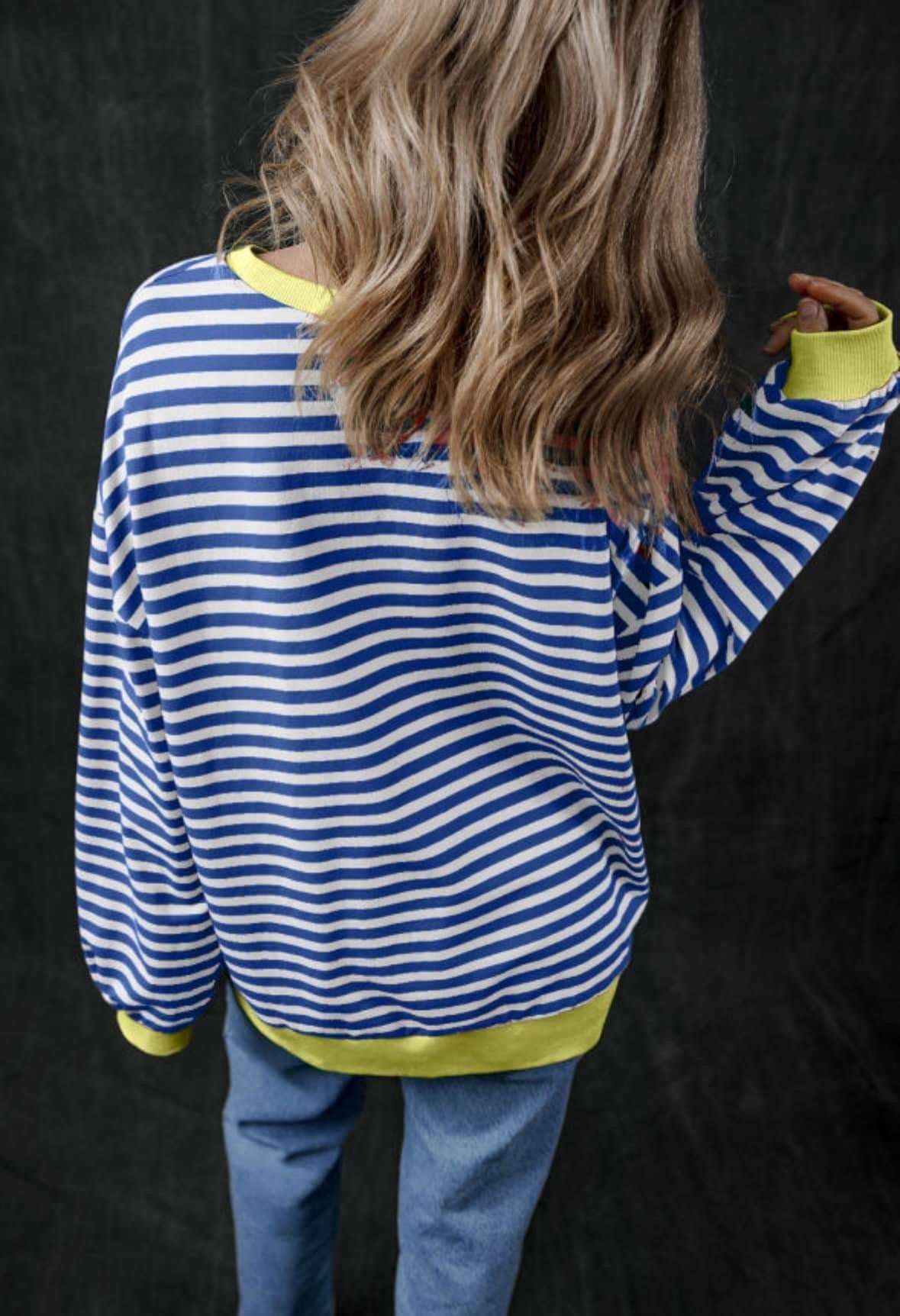 Pre-order Striped Oversized Pullover Sweatshirt