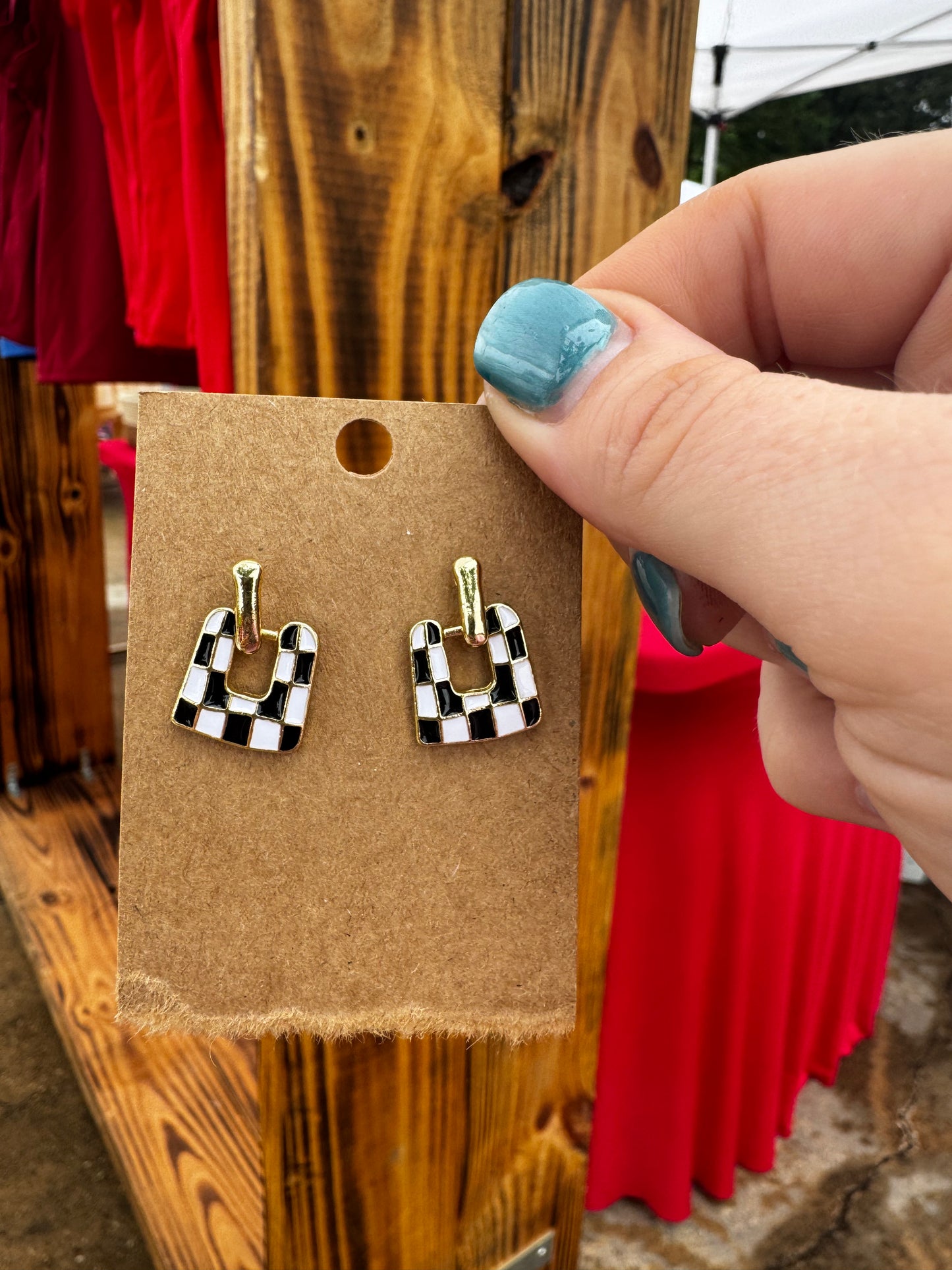 Black & White Checkered Earrings