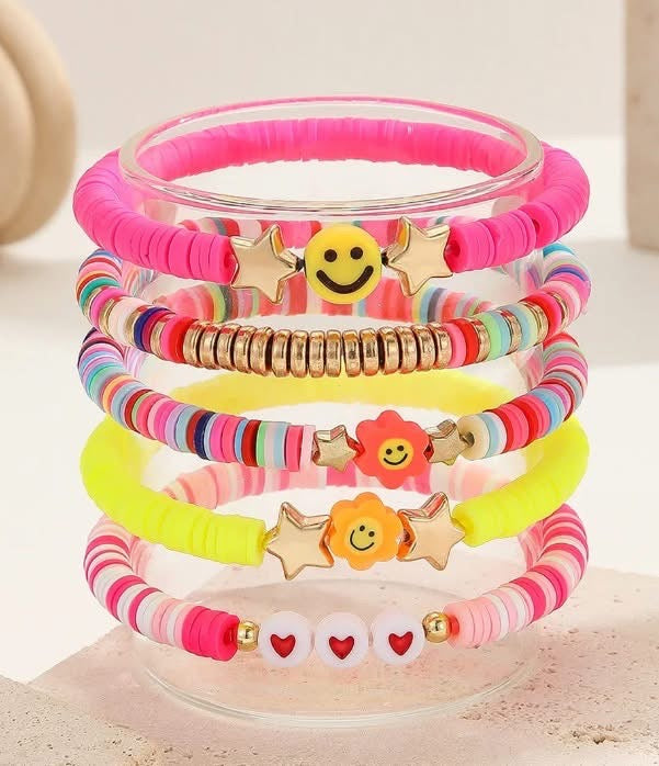 Beaded Smiley Face Stackable Bracelets