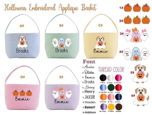 👻 Embroidered Halloween Baskets! 🎃