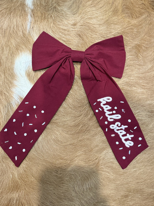 Maroon Hail State Bow