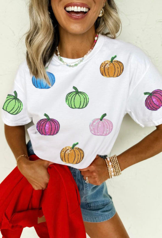 Sequin Applique Pumpkin Tee