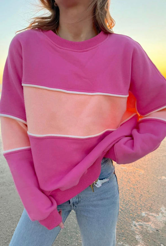 Pre-order Pink Colorblock Sweatshirt