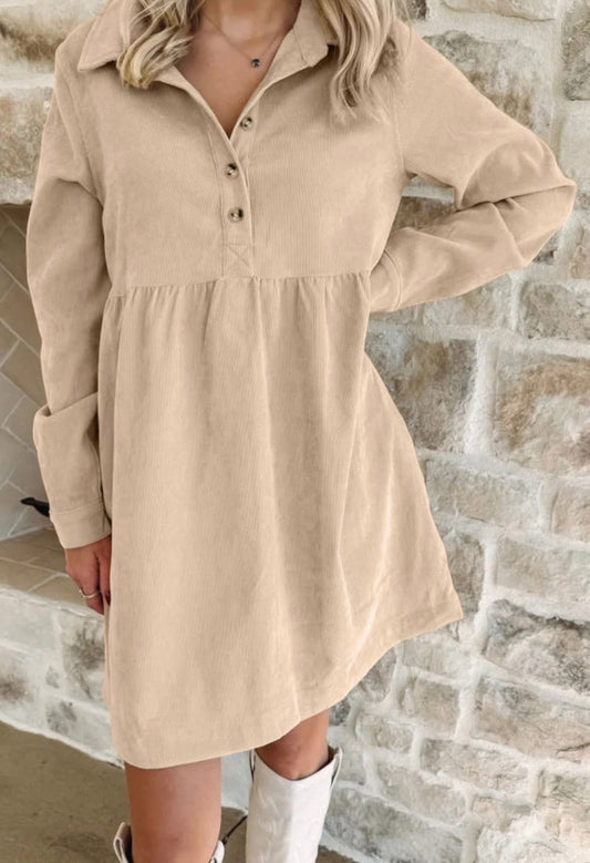 Pre-order Oatmeal Corduroy Dress