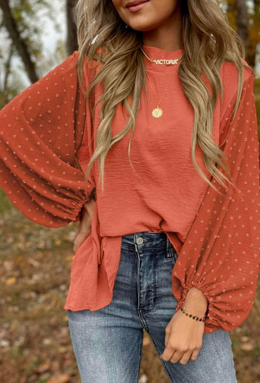 Pre-order Russet Orange Swiss Dot Blouse