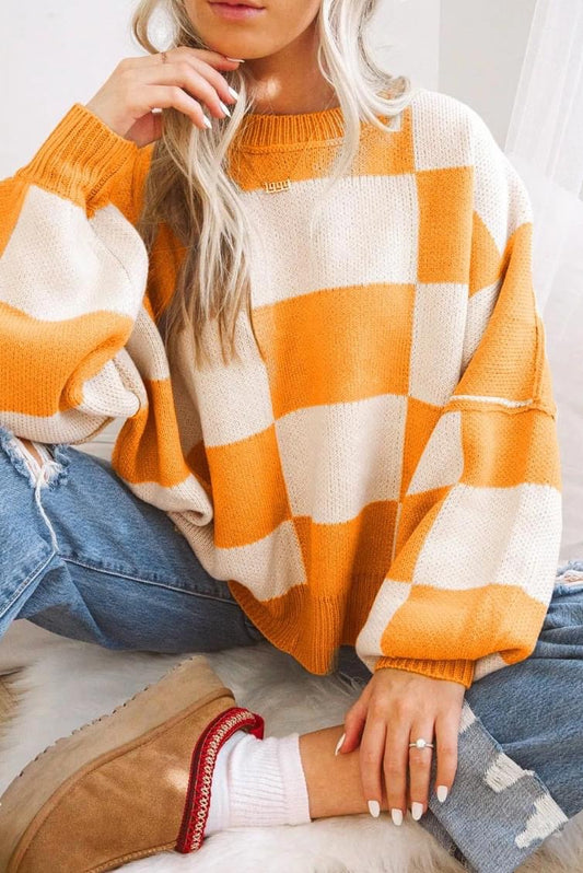 Pre-order Checkered Bishop Sleeve Sweater