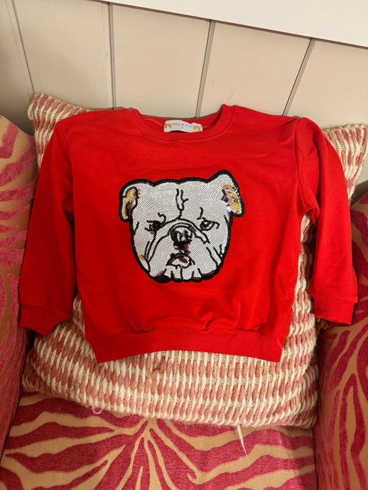 Sequin Bulldog Pullover