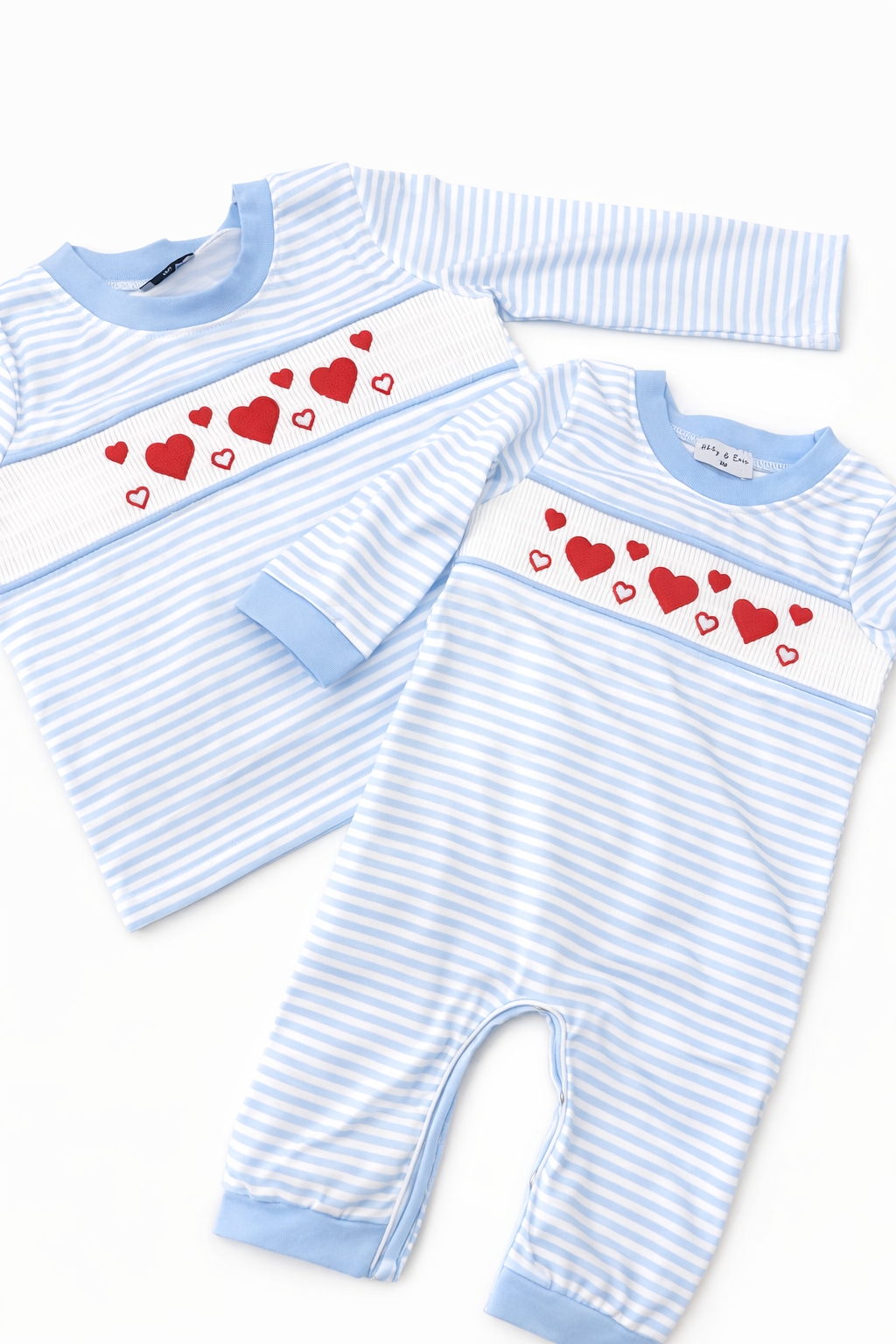 Blue Heart Smocked Shirt and Romper