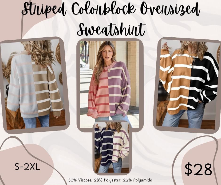 Pre-order Striped Colorblock Oversized Sweatshirt