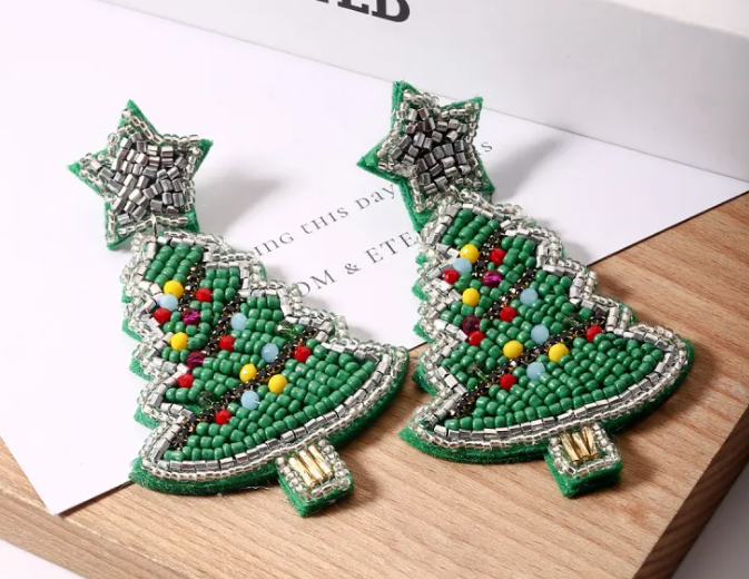 Beaded Christmas Earrings
