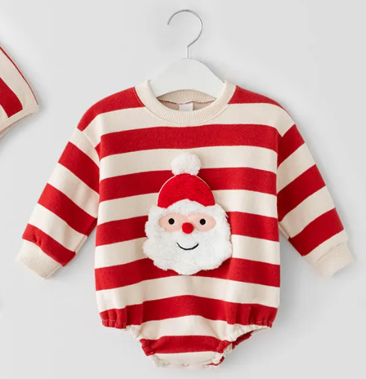 Red Striped Long Sleeve Santa Bubble