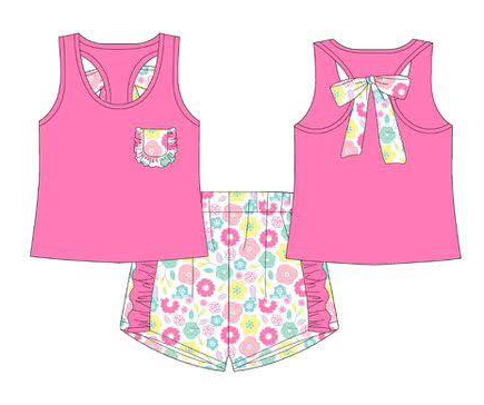 Floral Print Bow Back Short Sets