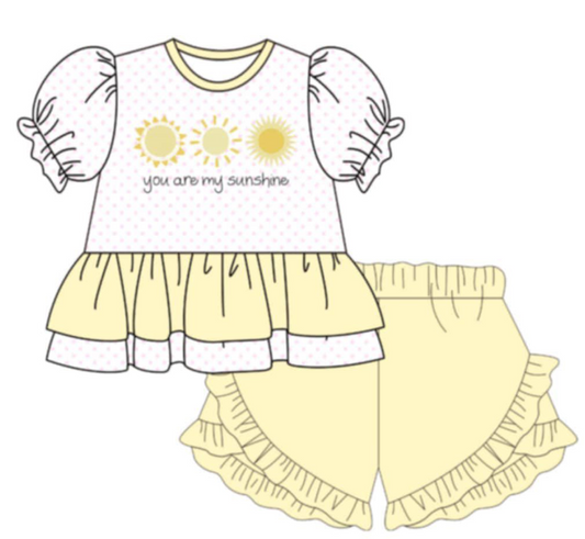 You are My Sunshine Ruffle Short Set