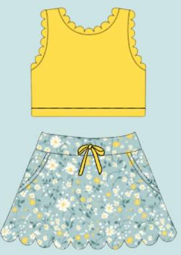 Floral Scalloped Skirt Sets