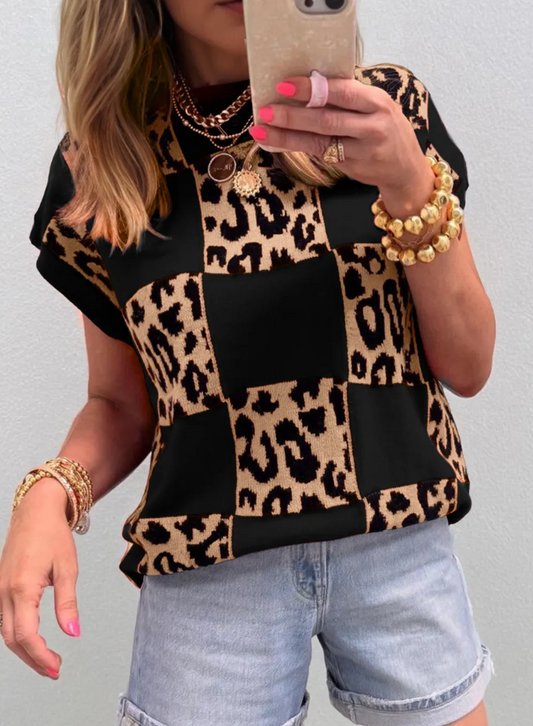 Checkered Cheetah Sweater