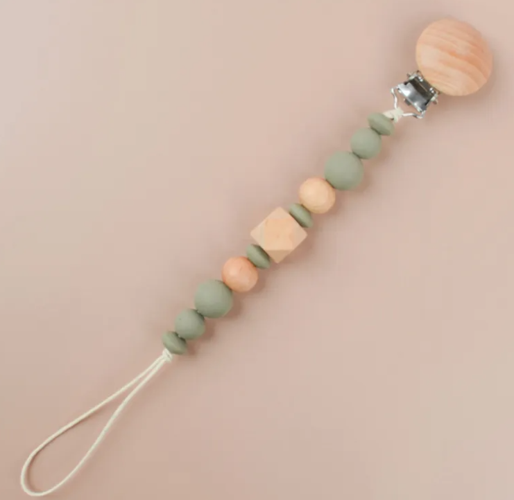 Silicone and Wood Pacifier Clips