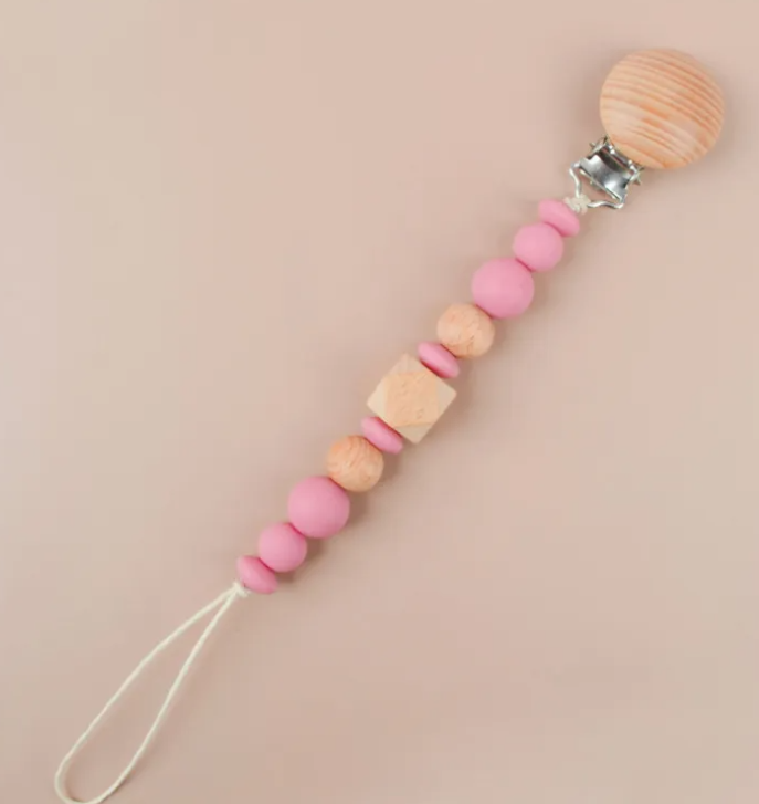 Silicone and Wood Pacifier Clips