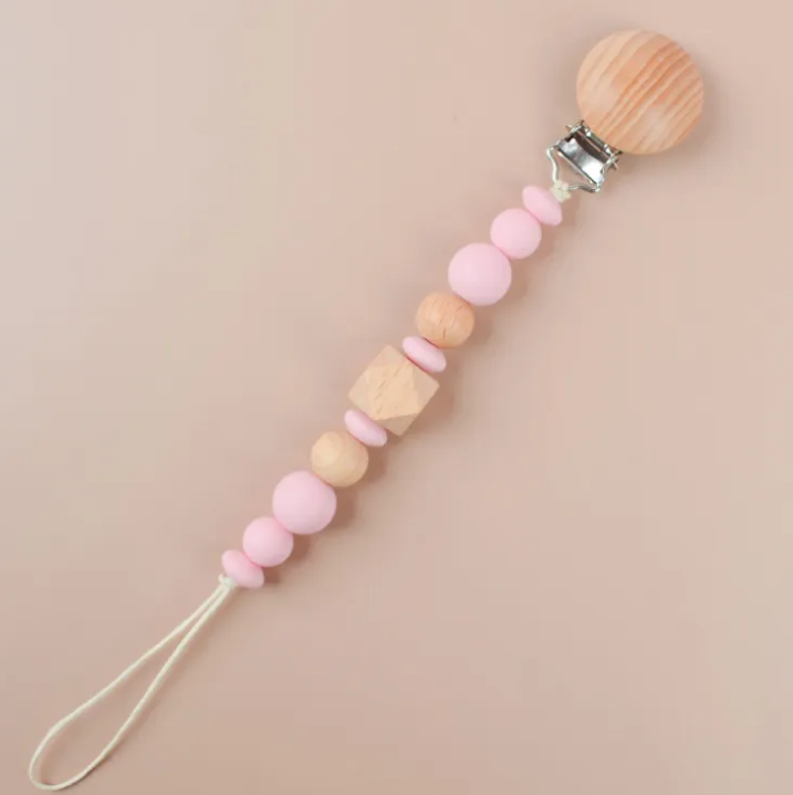 Silicone and Wood Pacifier Clips