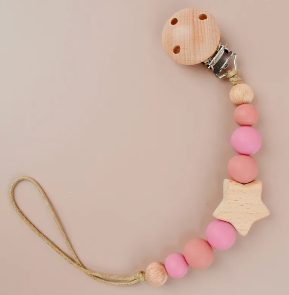 Silicone and Wood Pacifier Clips