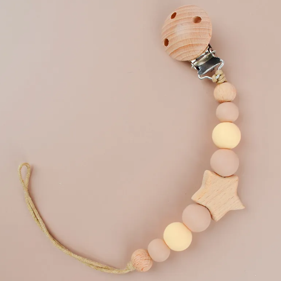 Silicone and Wood Pacifier Clips