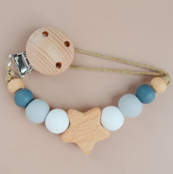 Silicone and Wood Pacifier Clips
