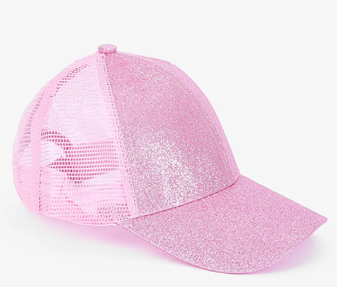 Glitter Kids Baseball Hat w/ Adjust Band & Ponytail Hole
