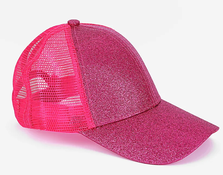 Glitter Kids Baseball Hat w/ Adjust Band & Ponytail Hole