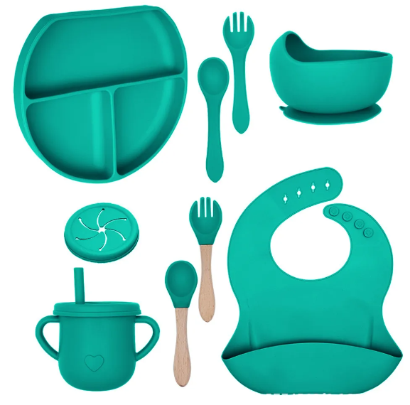 Silicone Food Grade 10 Piece Toddler Dinner Set