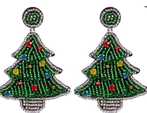 Beaded Christmas Earrings