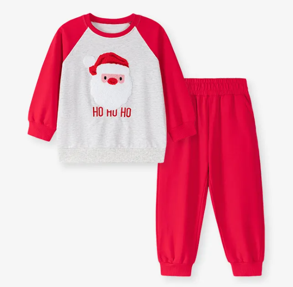 Applique French Knot Santa Jogger Set