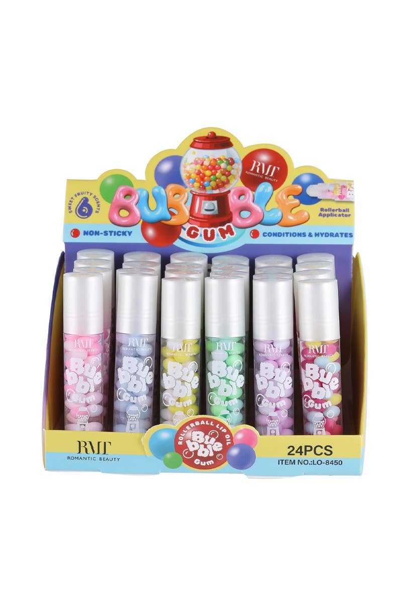 Bubble Gum Rollerball Lip Gloss -24 pc