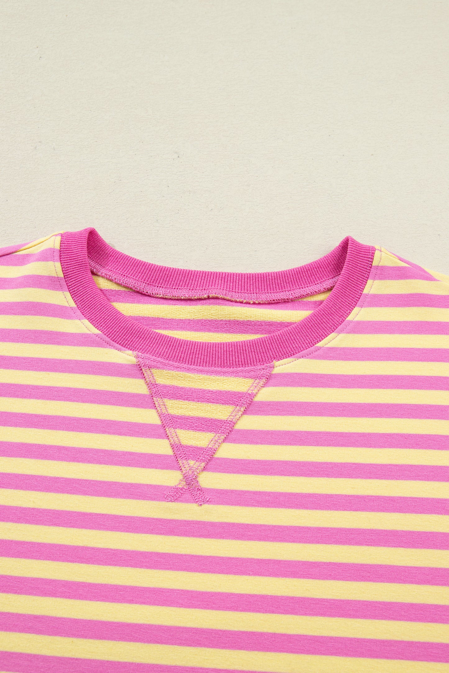 Green Stripe Drop Shoulder Boxy Casual Terry Short Set