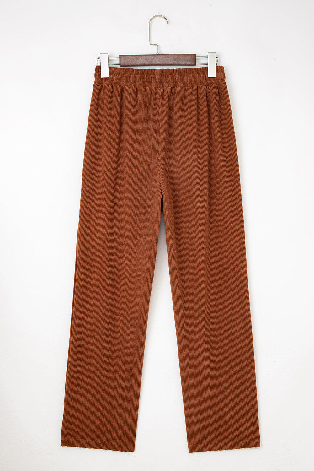 Chestnut Drawstring Elastic Waist Casual Corduroy Pants