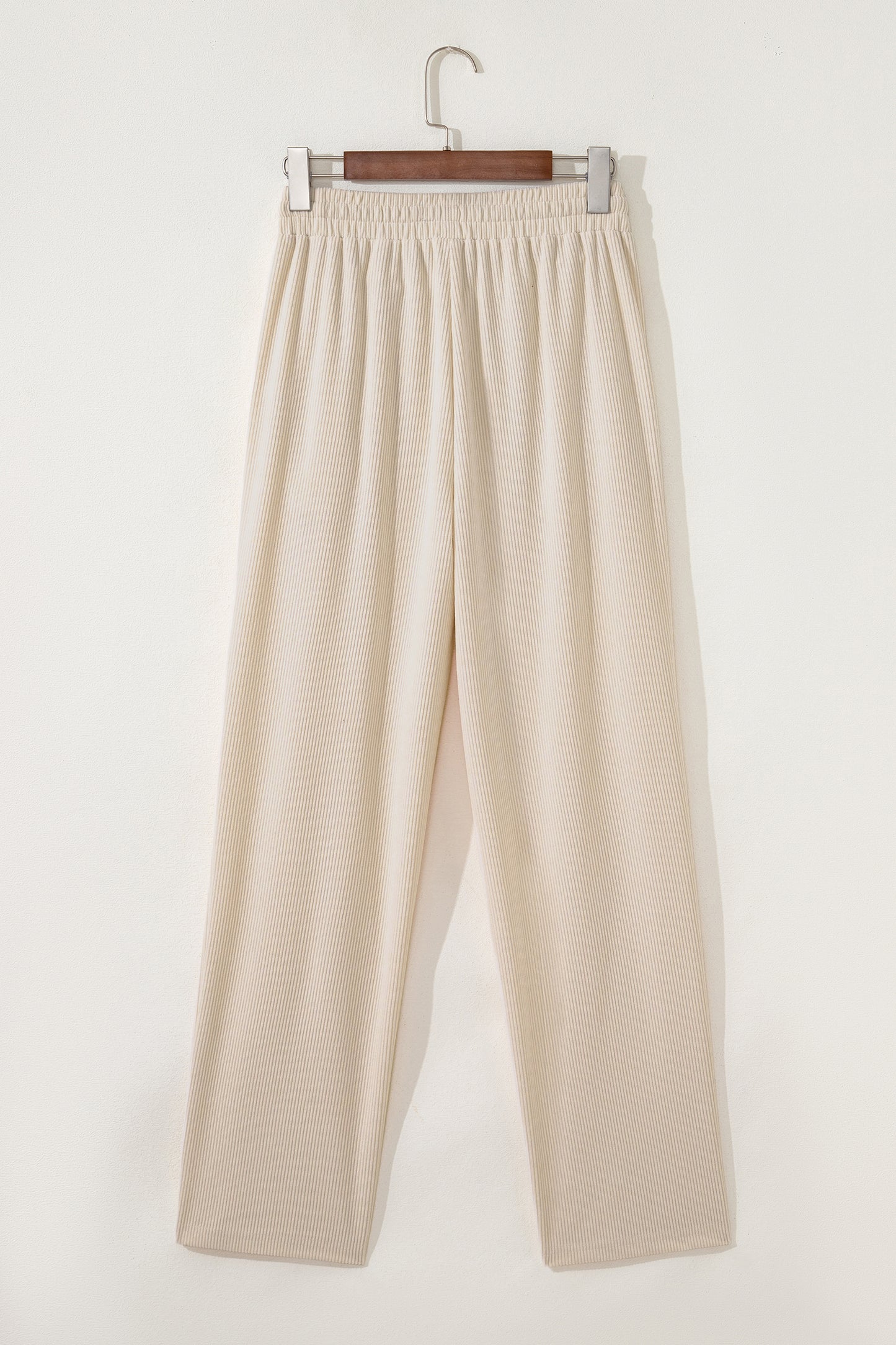 Chestnut Drawstring Elastic Waist Casual Corduroy Pants