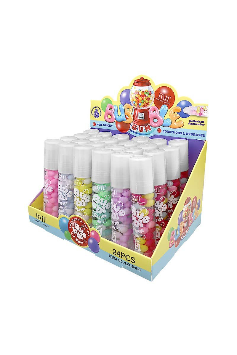 Bubble Gum Rollerball Lip Gloss -24 pc