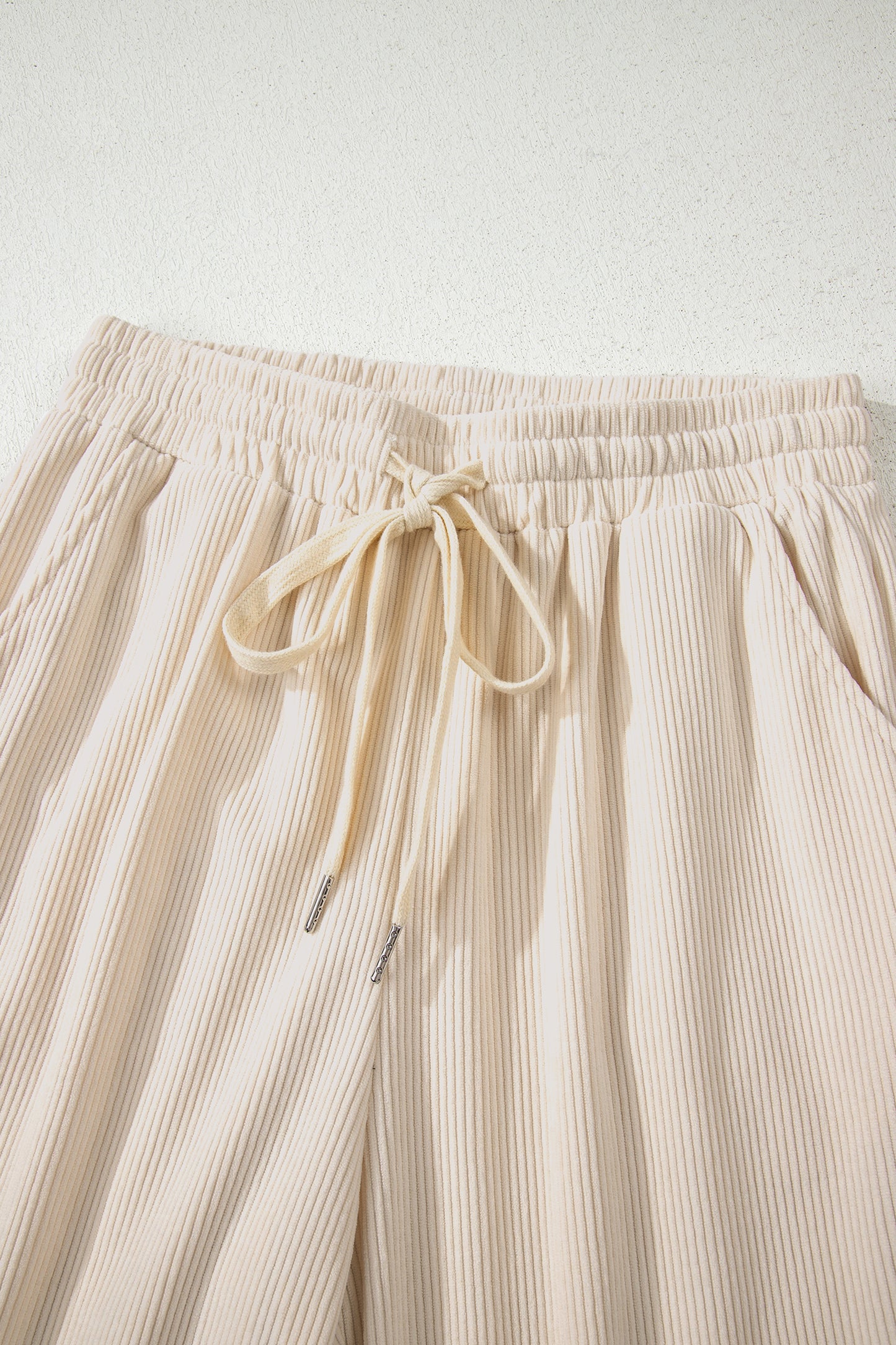 Chestnut Drawstring Elastic Waist Casual Corduroy Pants