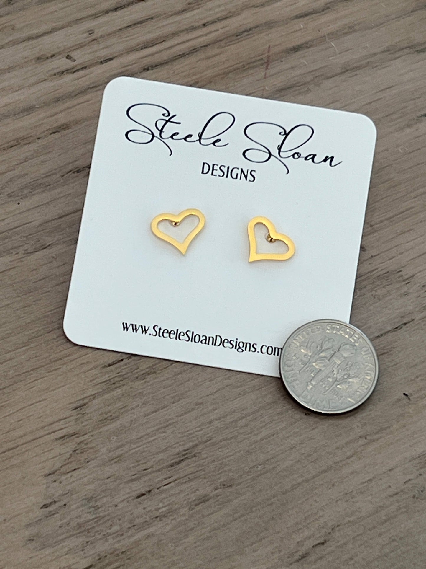 Heart Gold Stud Earrings