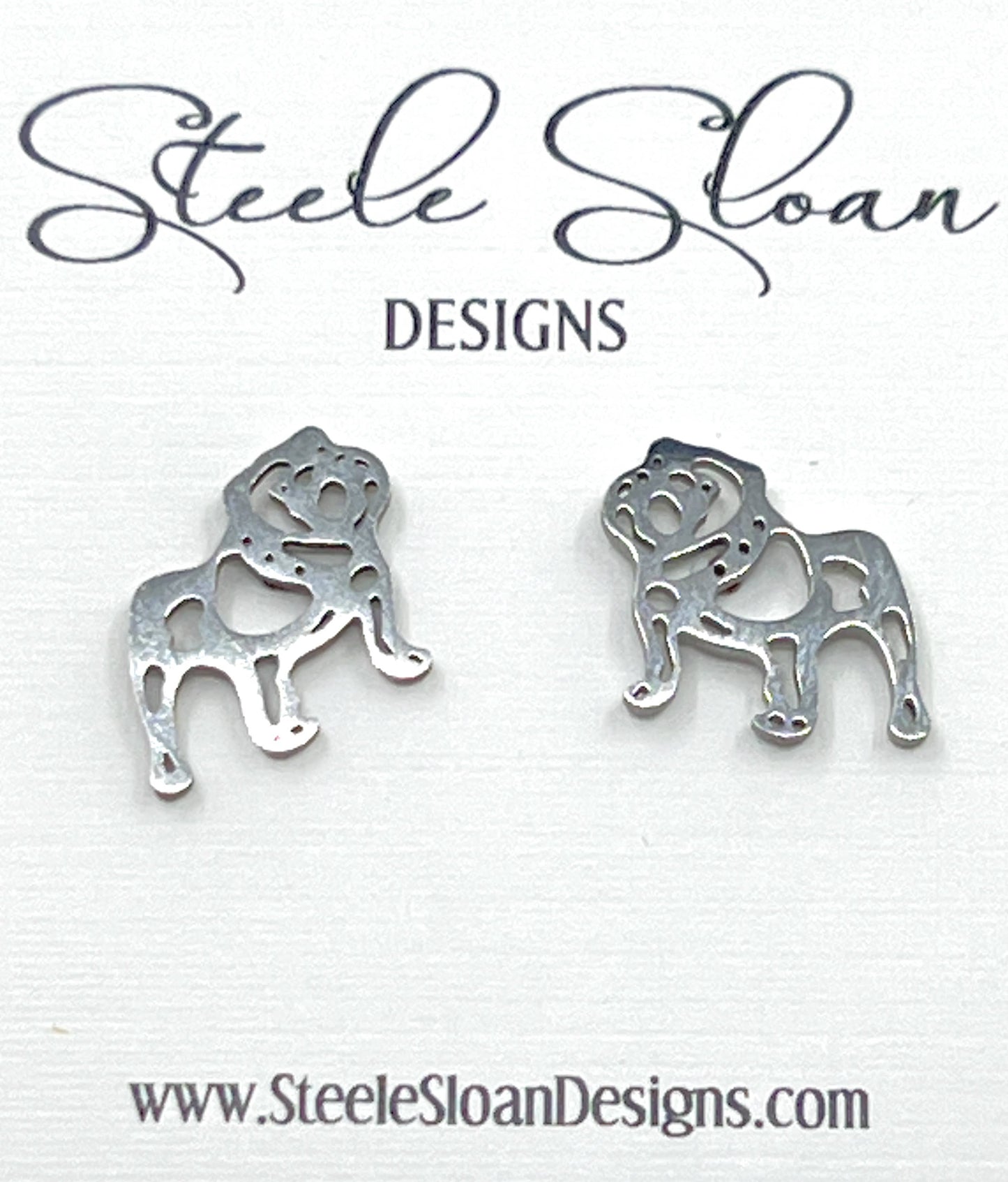 Bulldog Gold Stud Earrings